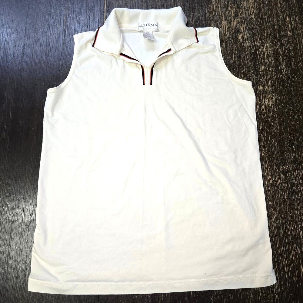 Tehama Nancy Haley Large Womens Sleeveless Polo Pickleball Tennis Golf Shirt